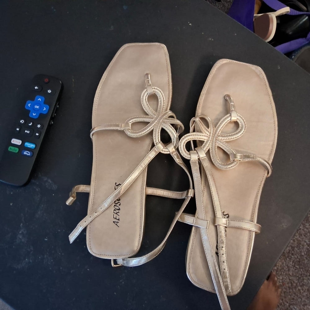 AEROSOLES Gold Women's Sandals - Picture 3 of 11